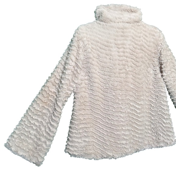 Patagonia Womens Jacket M Pelage Raschel Fleece Fur Wrap Asymmetrical Cream - Picture 11 of 13